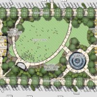 durango, colorado, landscape architect, design, planning, rendering, drawing, neighborhood, community, park, open space, feature fountain, event lawn