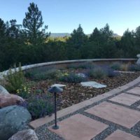 durango, colorado, architecture, landscape architecture, patio, deck, mountain view, hardscape, stone, boulders, xeriscape, design